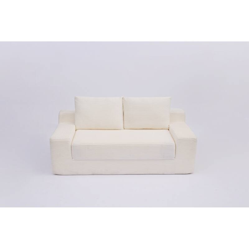 Loveseat Sofa, Comfortable Deep Seat Sofa Bed, Modern Small Corduroy Couch for Living Room Bedroom