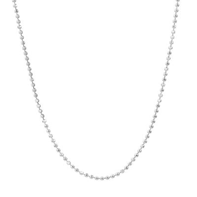 Curata 14k White Gold 1.15mm Diamond Cut Bead Chain Necklace (Lobster) Options: 16 18 20