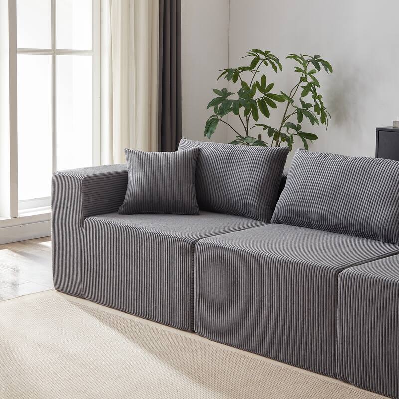 104" Corduroy L-Shaped Modular Sectional Sofa (4-Piece)