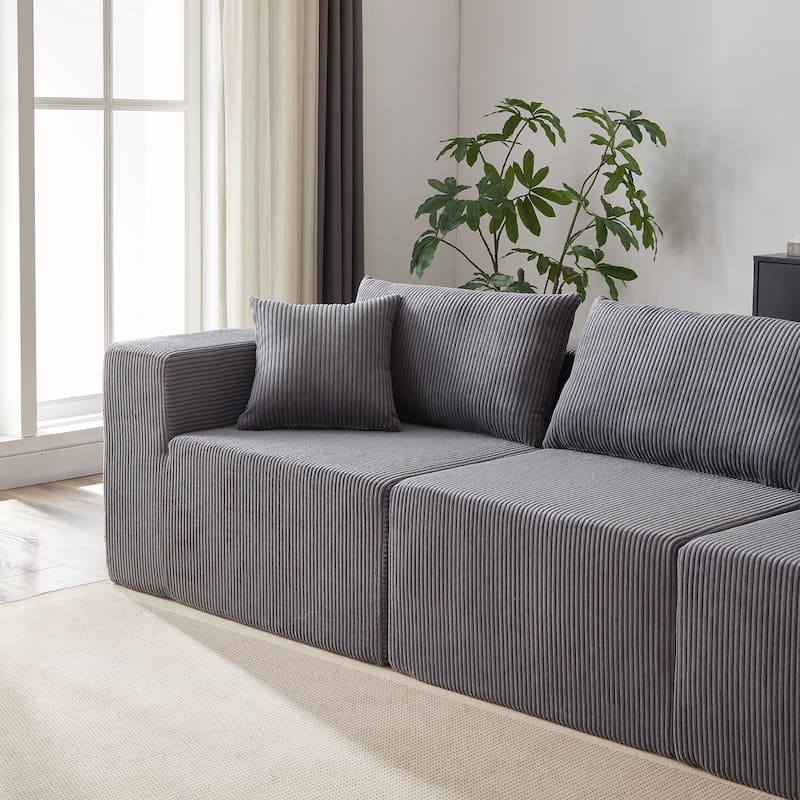 104" Corduroy Modular L-Shaped Sectional Sofa with 4-Piece Free Combination, Foam-Filled Cushions