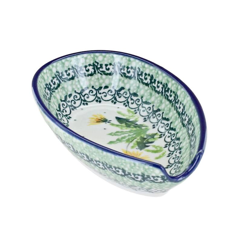 Blue Rose Polish Pottery 381 Ceramika Artystyczna Small Spoon Rest