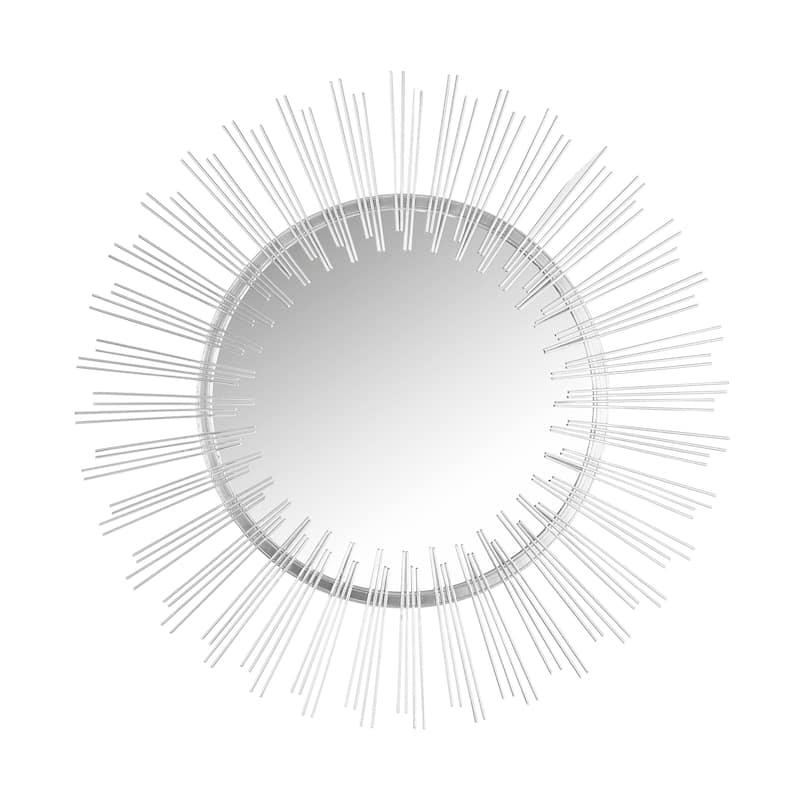 Silver 31 in. W x 31 in. H Sunburst Mid-Century Modern Metal Framed Accent Mirror - 31.5 in. W x 31.5 in. H x 1 in. D