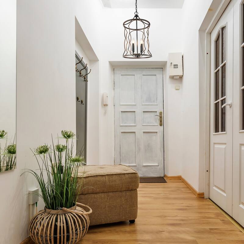 Modern Farmhouse 4-Light Cylinder Wood Grain Chandelier