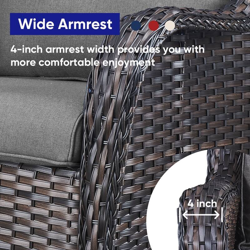 Gymojoy 5-Piece Outdoor Wicker Patio Furniture with Fire Pit Table, Rattan Coversation Set with Water Resistant Thick Cushions