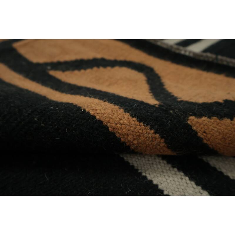 Hand Woven Oriental 100% Wool Carpet Southwestern Tribal Oranges & Rust Kilim Area Rug - 14' 0'' X 9' 1''
