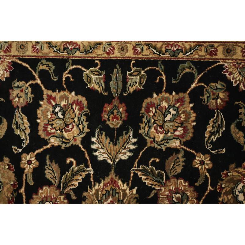 Hand Knotted Oriental 100% Wool Carpet Traditional All-Over Black Agra Area Rug - 8' 0'' X 8' 2''
