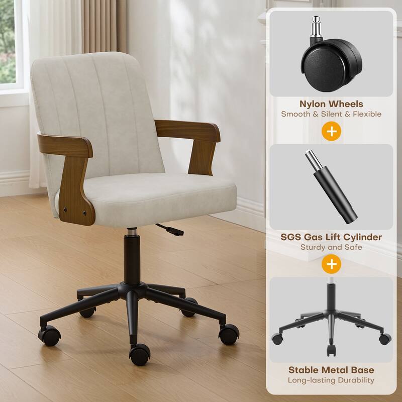 Swivel Home Office Chair Adjustable Height Desk Chair with Wheels and Armrests - 32.7"-36.6"H x 19.9"W x 22.8"D