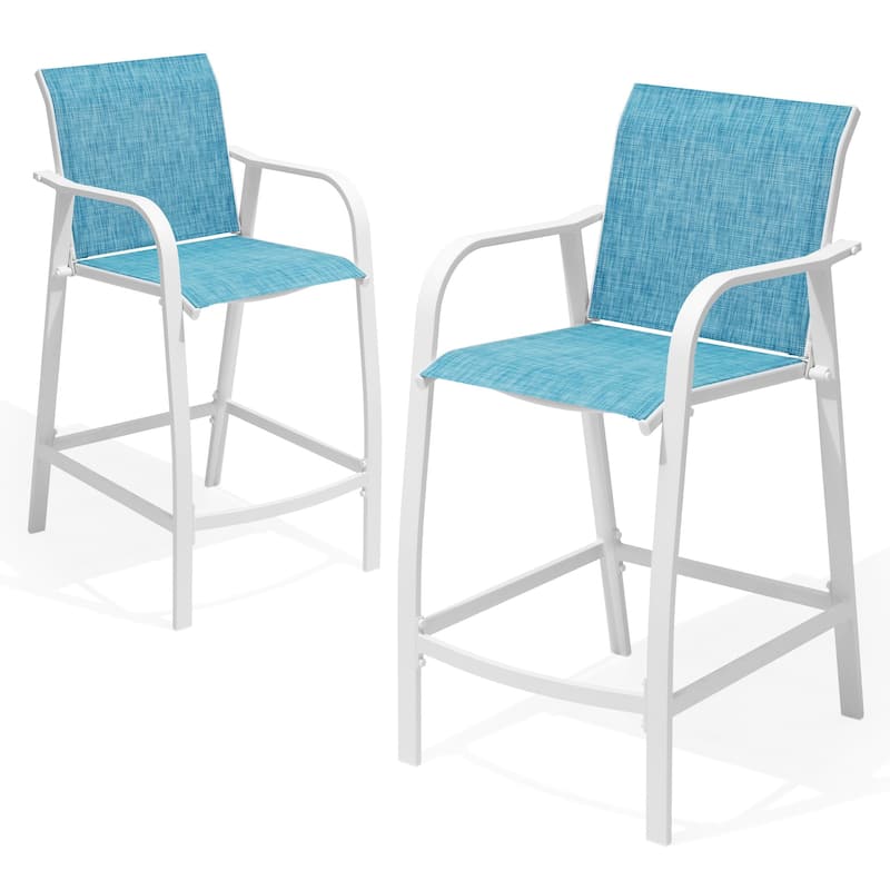 Crestlive Products Outdoor Outdoor Cast Aluminum Swivel Bar Stools with Sunbrella Cushion