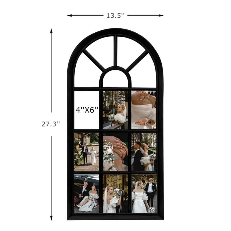 Gallery Distressed Arched Window Pane Wall Hanging Decorative Photo Collage Picture Frame