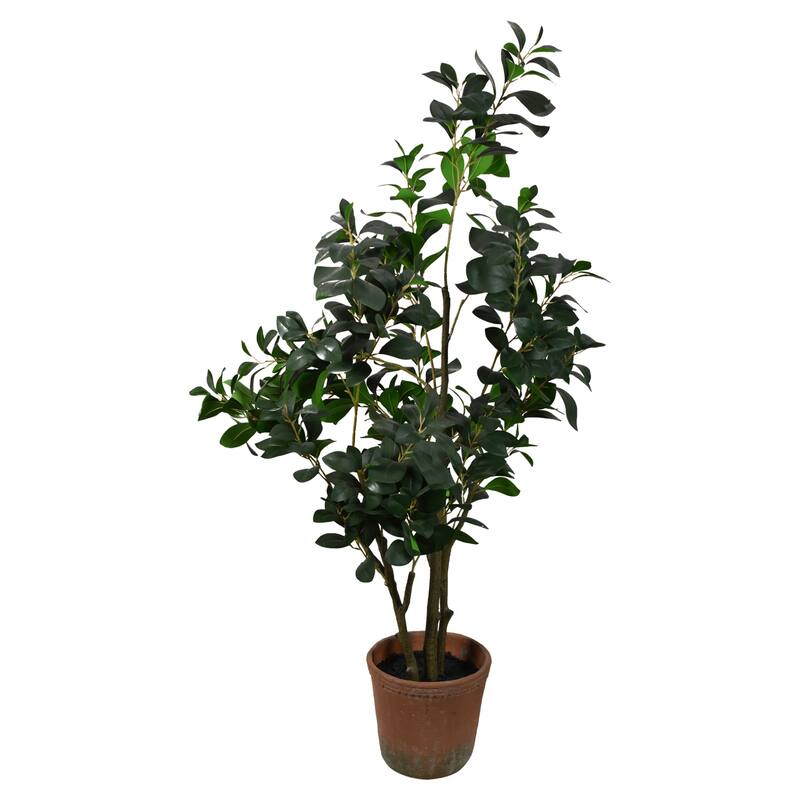 American Art Decor Artificial Pea Tree in Cement Pot Faux Plant for Home or Office - 60"