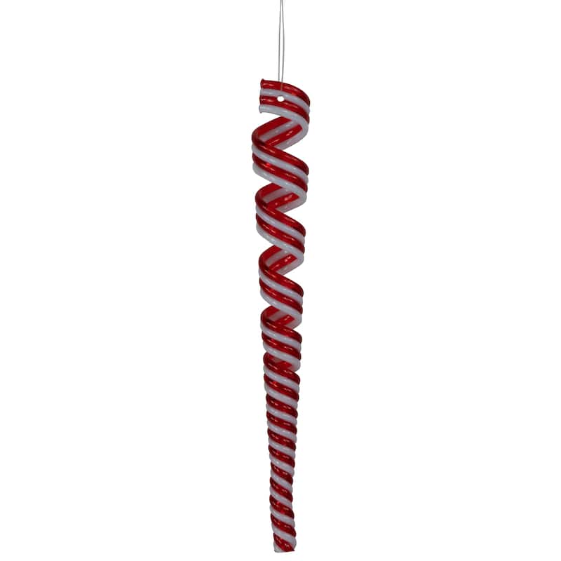 Pack of 4 Red and White Candy Curls Christmas Ornaments 7"
