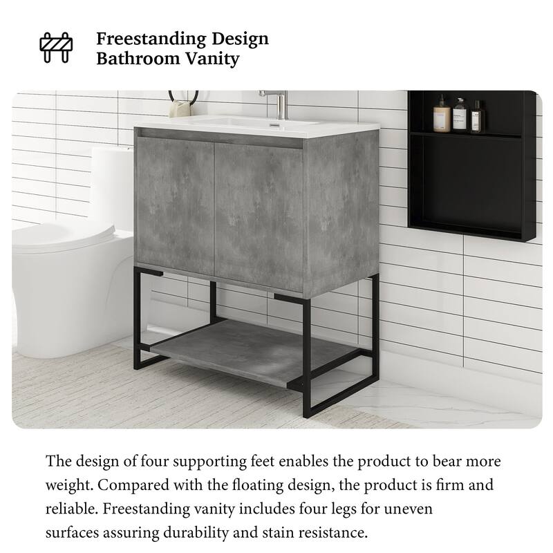 30-inch Freestanding Bath Vanity with Cultured Mable Top