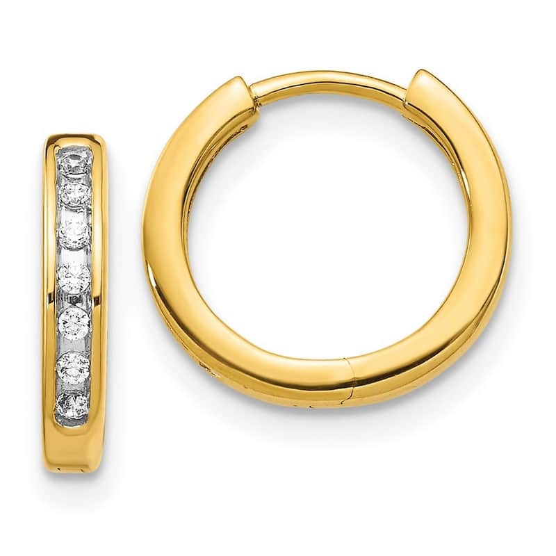 Curata 14k Diamond Hinged Hoop Earrings - 12x14mm Wide 2mm Thick