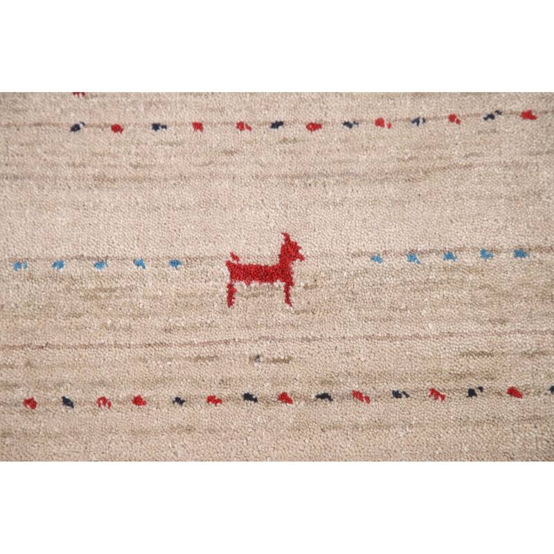 Striped Gabbeh Indian Area Rug Handmade Wool Carpet - 7'10"x 9'9"