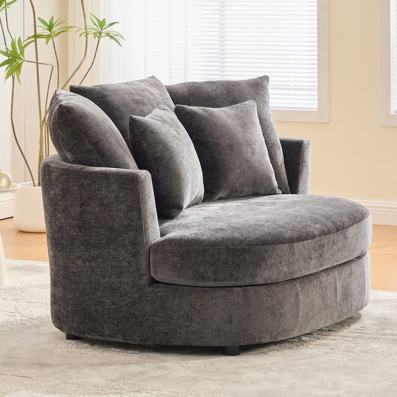 55.1" W Accent Barrel Chair,Modern Oversized Sofa Chair with 5 Pillows