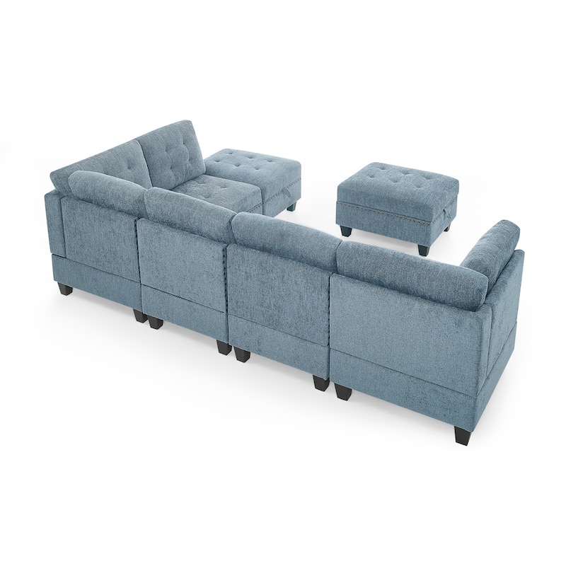 Sturdy 7Piece Modular Sectional Sofa with Hidden Storage Bed Bath