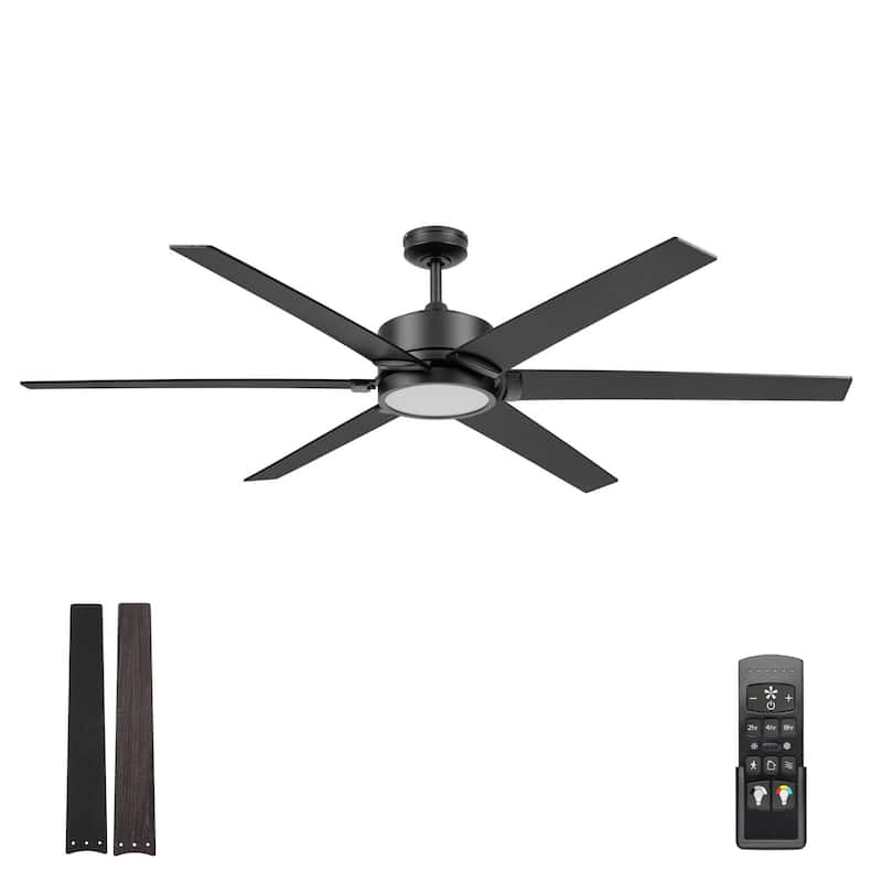 70" Honeywell Talbert Matte Black Ceiling Fan with Integrated Light and Remote - Matte Black