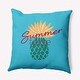 preview thumbnail 1 of 19, Summer Time Pineapple Polyester Indoor/Outdoor Pillow Turquoise - 16" x 16"
