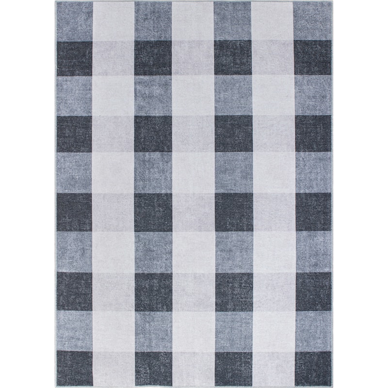 Contemporary Checkered Machine Washable Area Rug