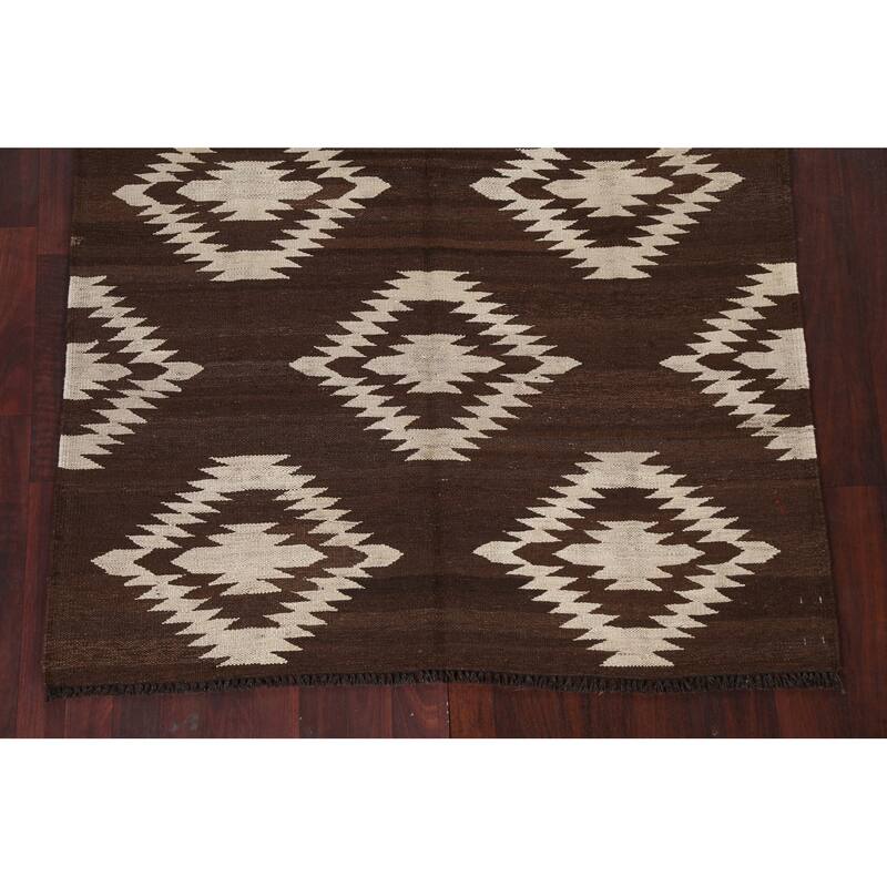 Natural Dye Kilim Geometric Tribal Oriental Area Rug Wool Hand-woven - 4'9" x 6'6"