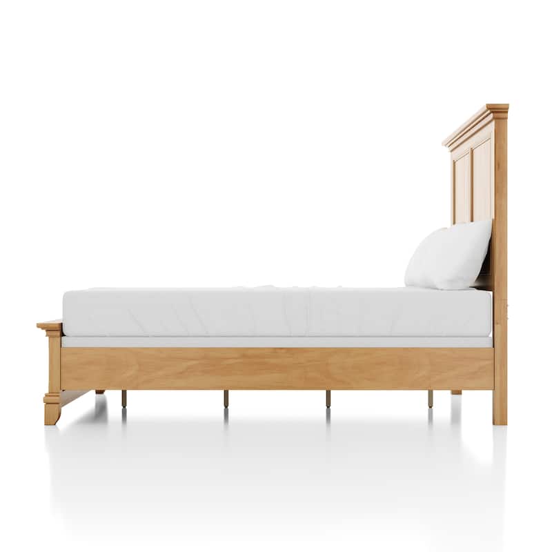 Furniture of America Wellington Farmhouse Natural Oak Solid Wood Panel Bed