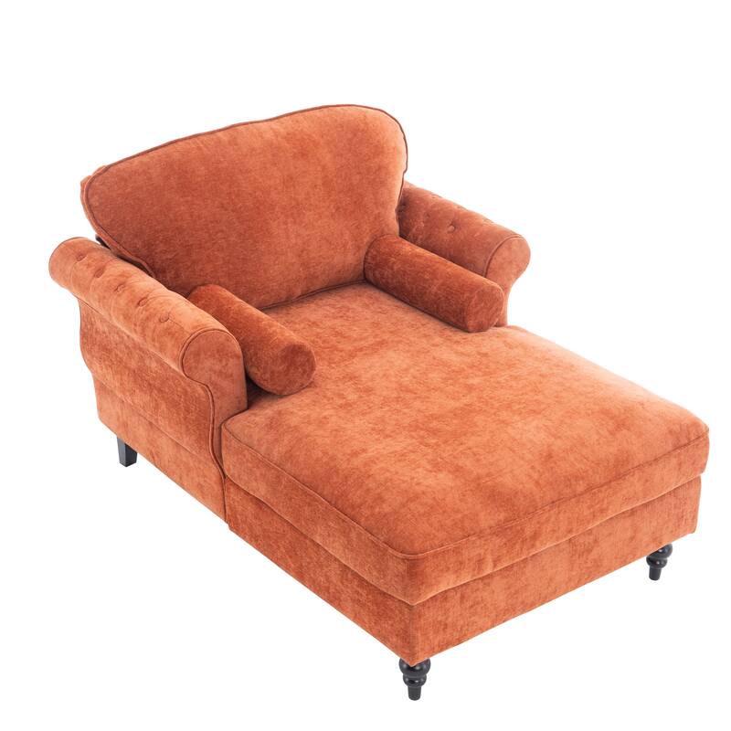 Oversized Chaise Lounge Indoor,Chenille Single Sofa Bed with Wide Seat,Upholstered Lazy Sleeper Armchair,Reading Couch Set