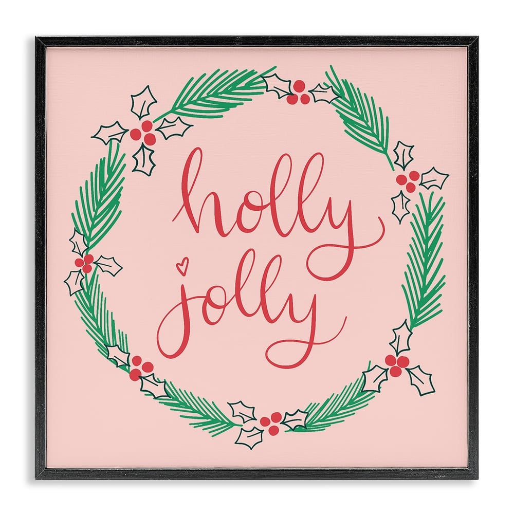Stupell Minimal Holly Jolly Wreath Framed Giclee Art Design By Sazerelli Designs