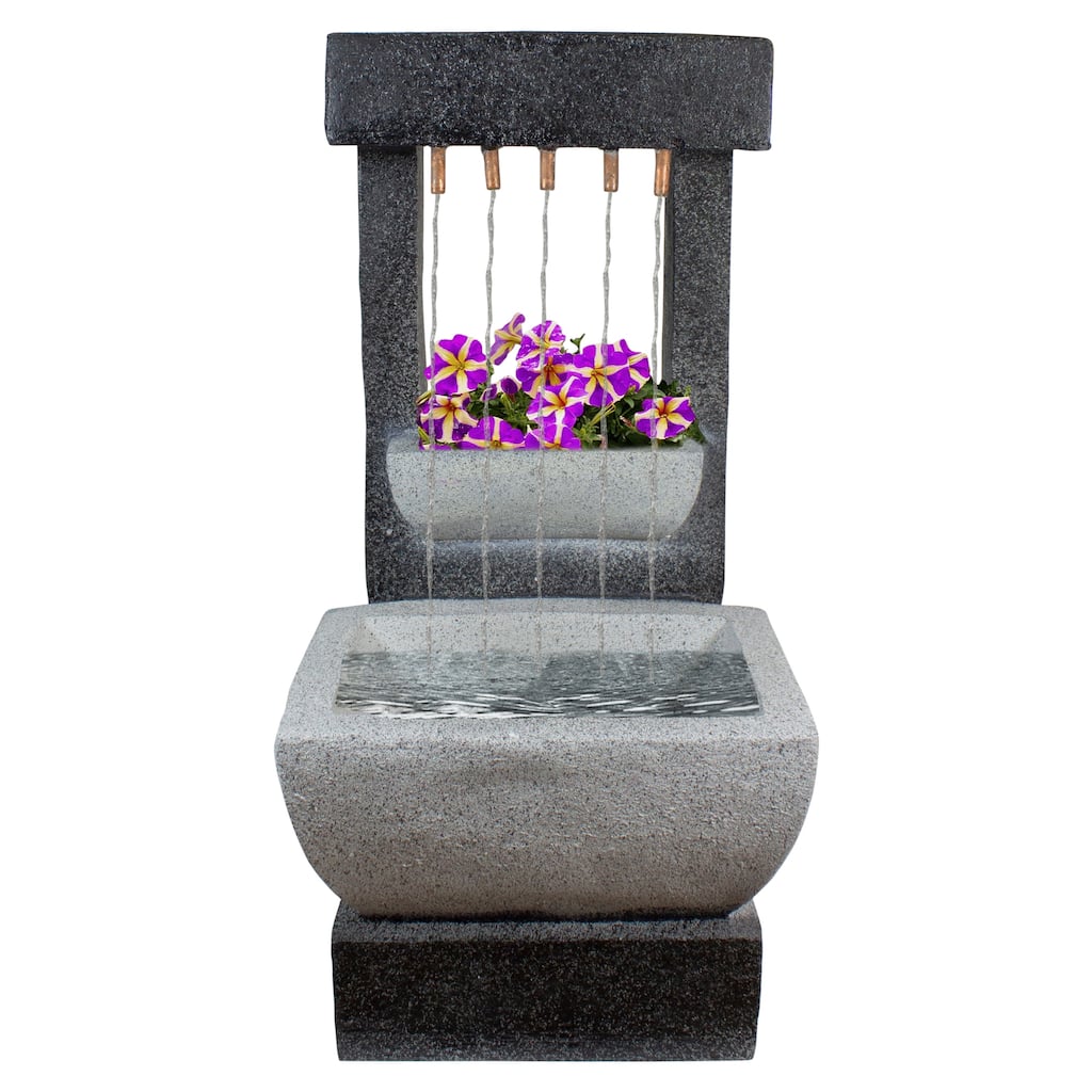 LED Lighted Rainfall Outdoor Water Fountain with Planter - 26"