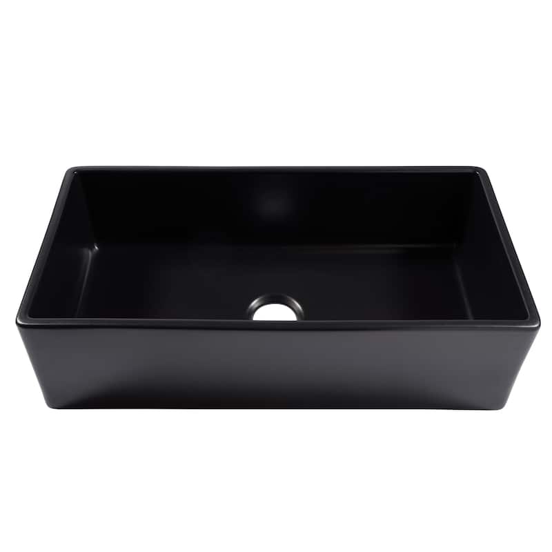 Austen Matte Black Fireclay 36" Single Bowl Farmhouse Apron Front Undermount Kitchen Sink and Drain