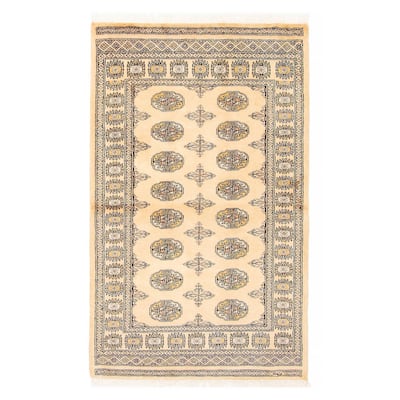 ECARPETGALLERY Hand-knotted Peshawar Bokhara Beige Wool Rug - 3'3 x 5'3