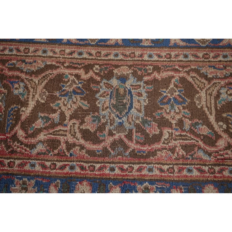 Distressed Pink Mashad Persian Vintage Rug Handmade Wool Carpet - 6'5"x 9'5"