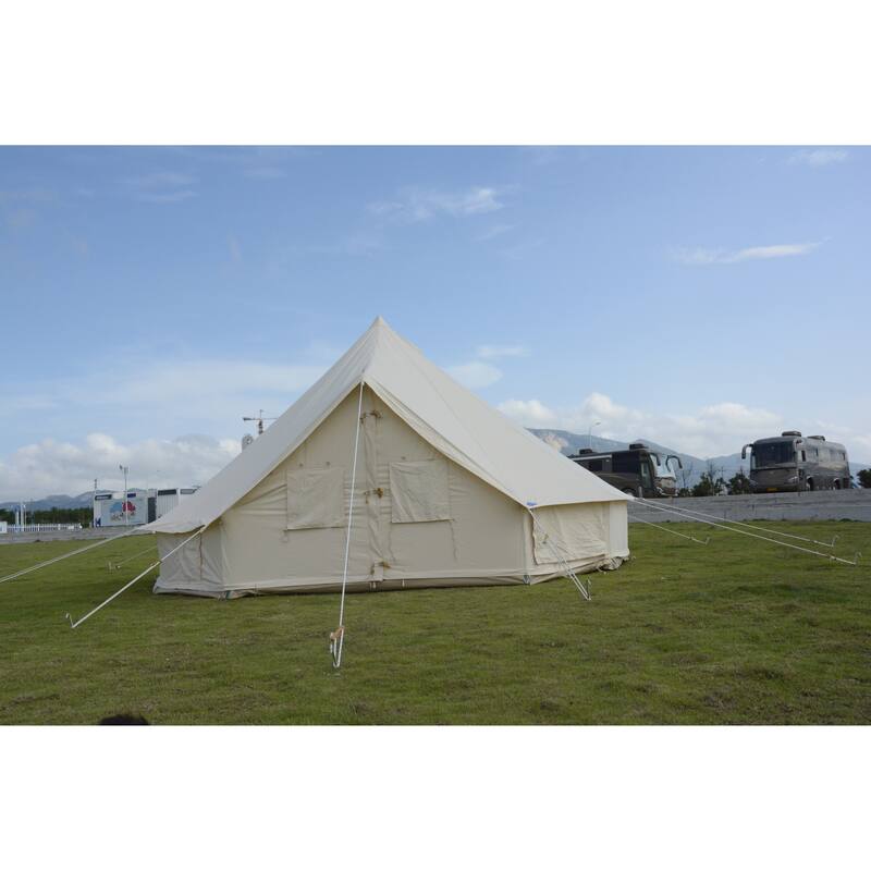 Canvas Tent Bell Tent Glamping, 4 Seasons Yurt Tent for Camping, 4M/5M Cotton Canvas Tent for Family Camping, Outdoor Hunting