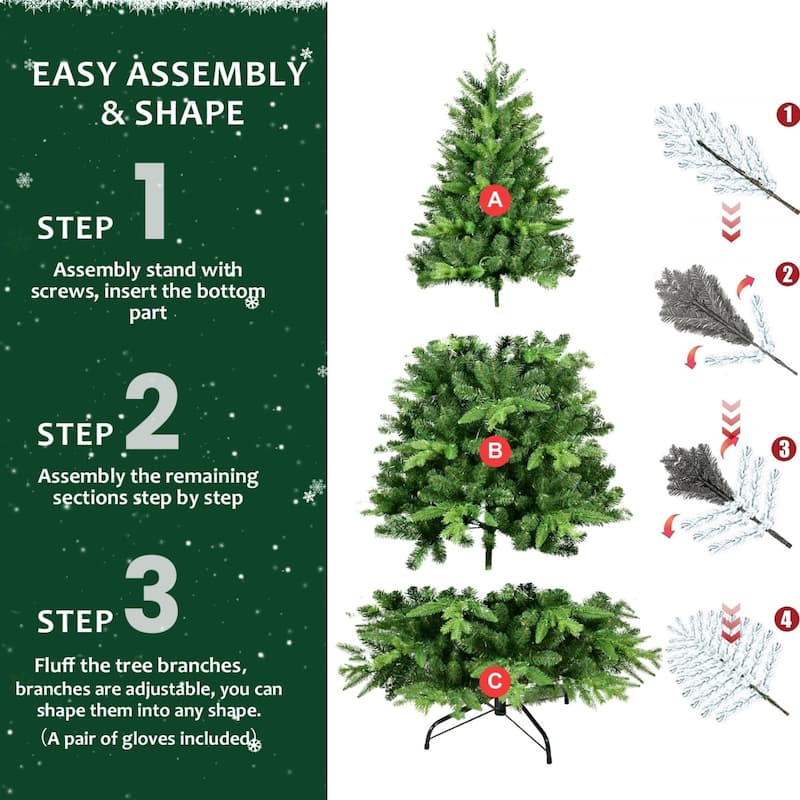 5/6/7FT Pre-lit Artificial Christmas Tree With LED Lights