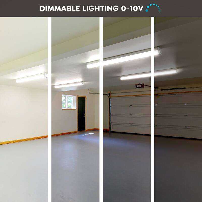 Luxrite 4FT LED Strip Light Fixture, 34W/38W/45W, 5940 Lumens, 3 Color Selectable 3500K-5000K, Dimmable, Damp Rated