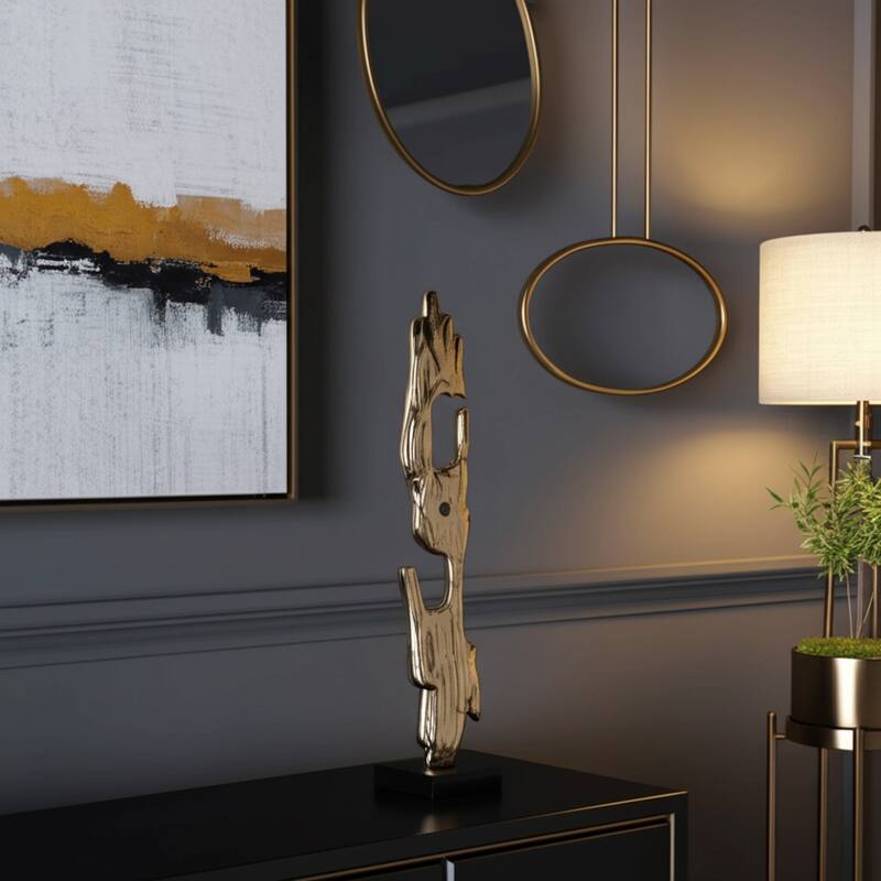 Metal Acrylic Sculpture Post Modern Decorative Figurine for Home Decor - Gold - 6" x 5" x 31.5"