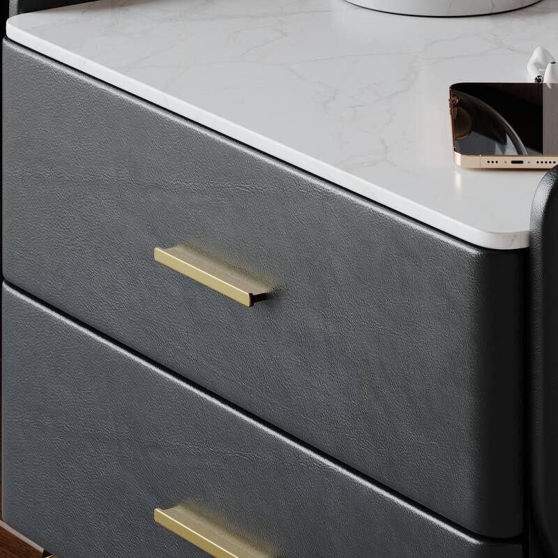 20" Modern Bedroom Nightstand with 2 Drawers, Bedside End Tables