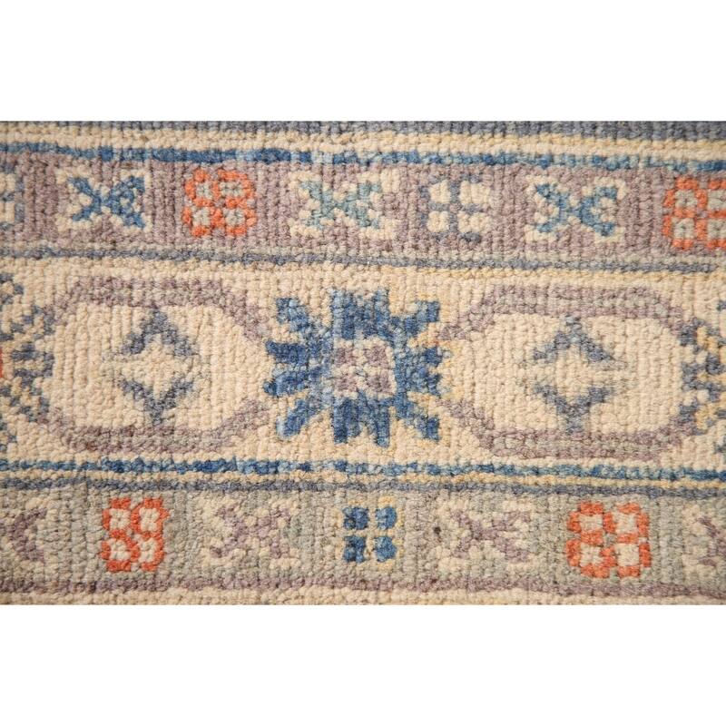 Geometric Gray Kazak Accent Rug Wool Carpet - 2'7" x 4'1"