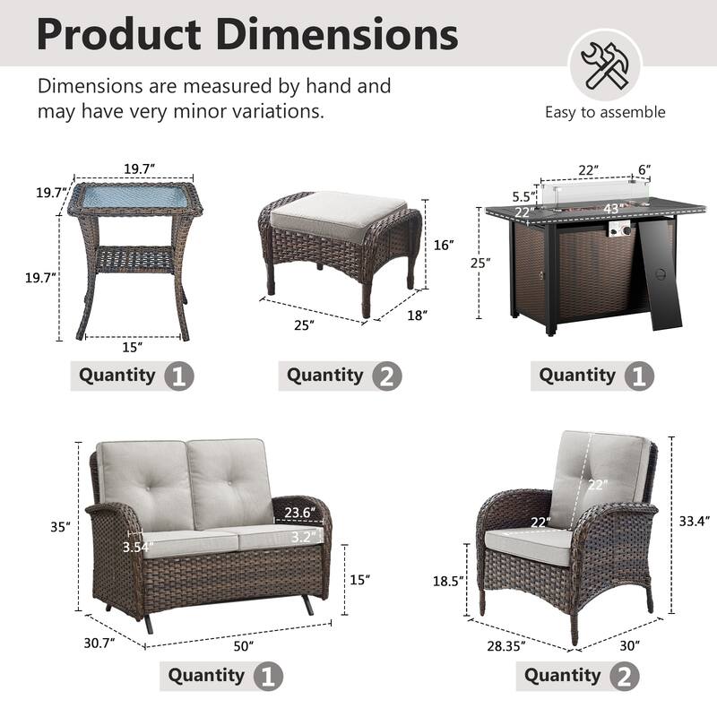 Gymojoy Outdoor Fire Pit Conversation Set, Loveseat Glider Sofa & Chairs - Patio Furniture Set