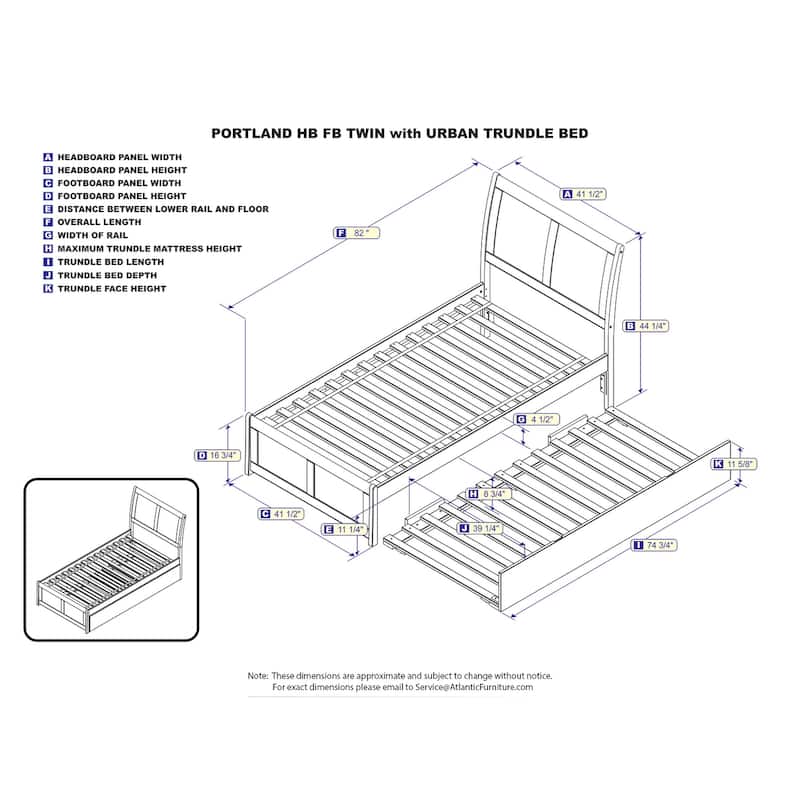 Platform Bed with Trundle - Twin Size, Walnut Finish - Modern Bedroom Furniture Set with Footboard