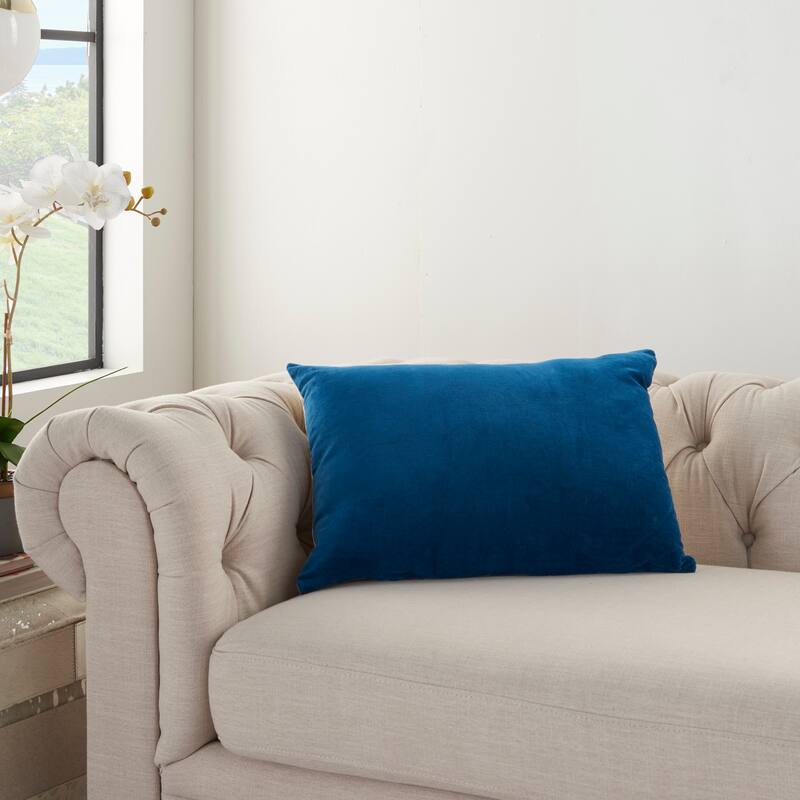 Mina Victory Life Styles Glam Solid Velvet Throw Pillow - 14"X20" - Navy