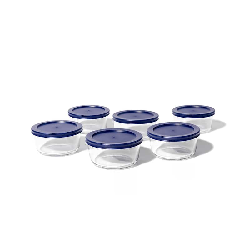 Glass Food Storage Containers Set - Round, 4-Cup (32oz) BPA-Free, Microwave & Oven Safe, Airtight Lids