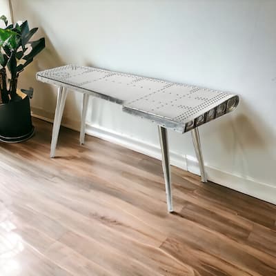 68" Silver Metal Writing Desk