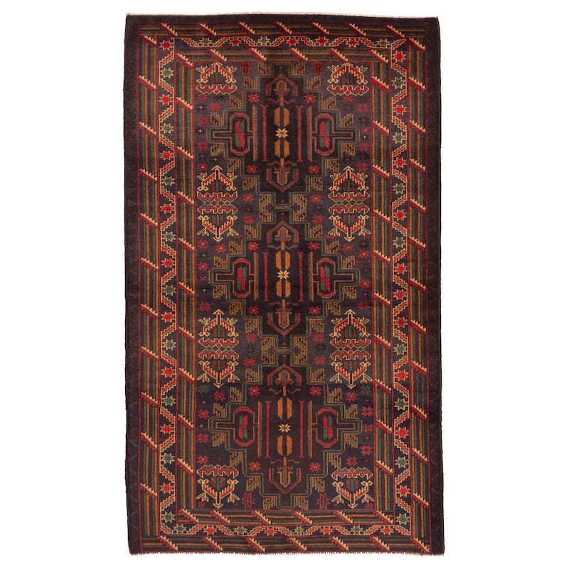 ECARPETGALLERY Hand-knotted Teimani Dark Navy Wool Rug - 3'10 x 6'9