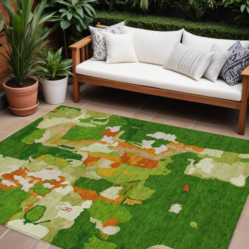 HomeRoots Abstract Transitional Rectangle Outdoor Rug - 10' X 14'