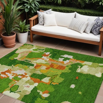 HomeRoots Abstract Transitional Rectangle Outdoor Rug