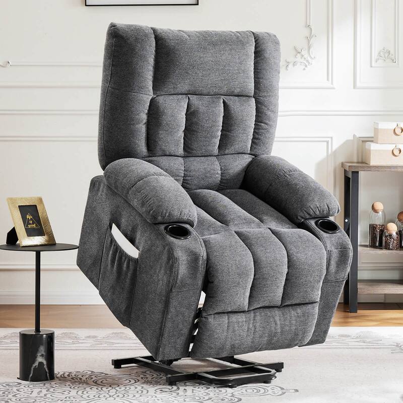 Recliner Chair, Reclining Massage Chair with Heat, Home Theater Seating Electric Power Lift Chair for Living Room - Grey