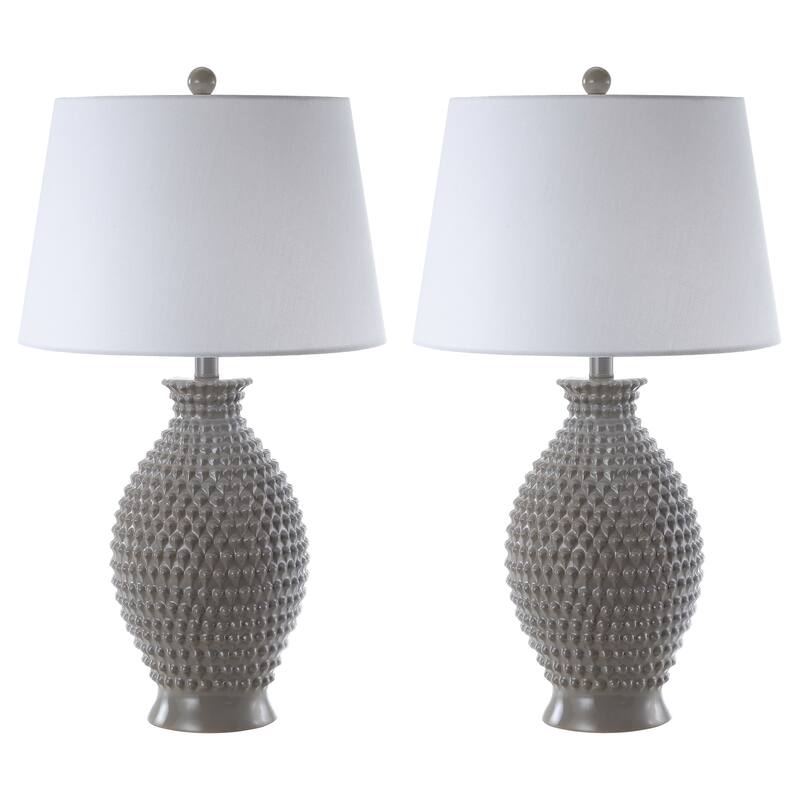 SAFAVIEH Lighting Olwen 27-inch Grey LED Table Lamp (Set of 2) - 15"x15"x27" - 15Wx15Dx27H