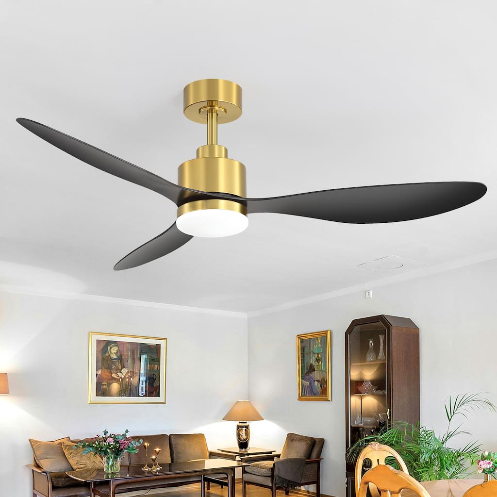52" 3-Blade Gold Ceiling Fans with LED Light Remote Control - 52 Inch
