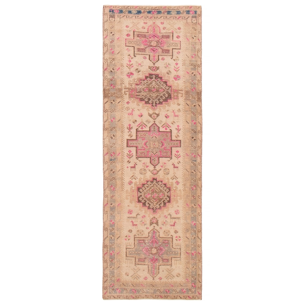 ECARPETGALLERY Hand-knotted Konya Anatolian Ivory Wool Rug - 3'4 x 9'10