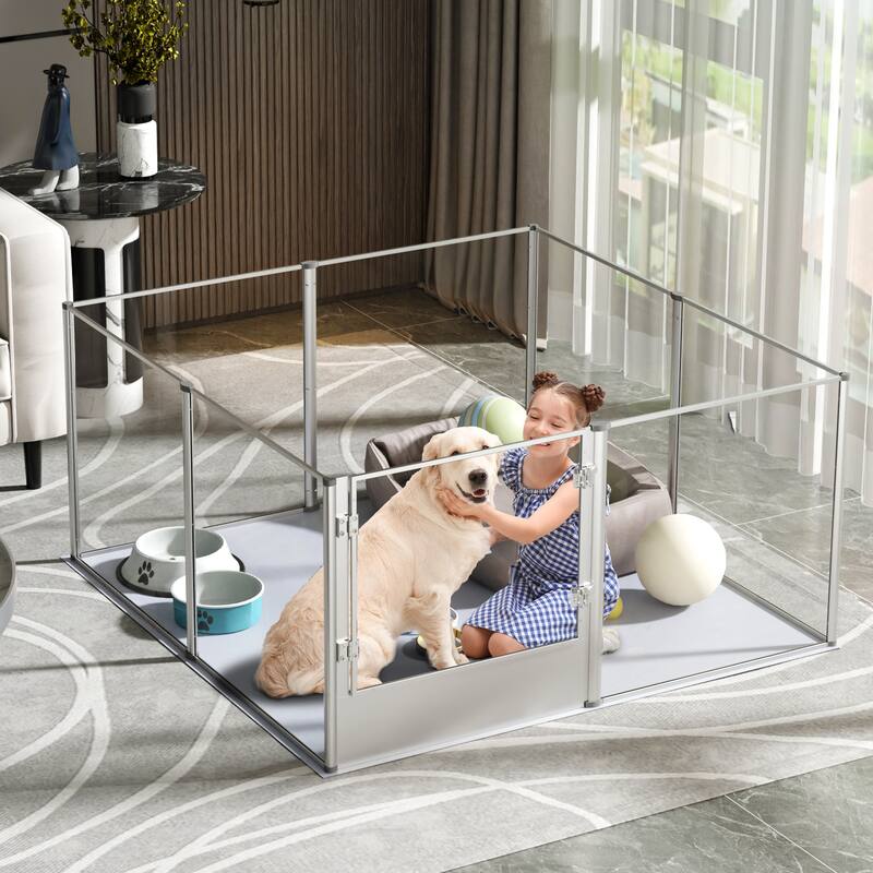 Acrylic Dog Playpen Fence Exercise Play Pen for Cats, Puppies, Rabbits